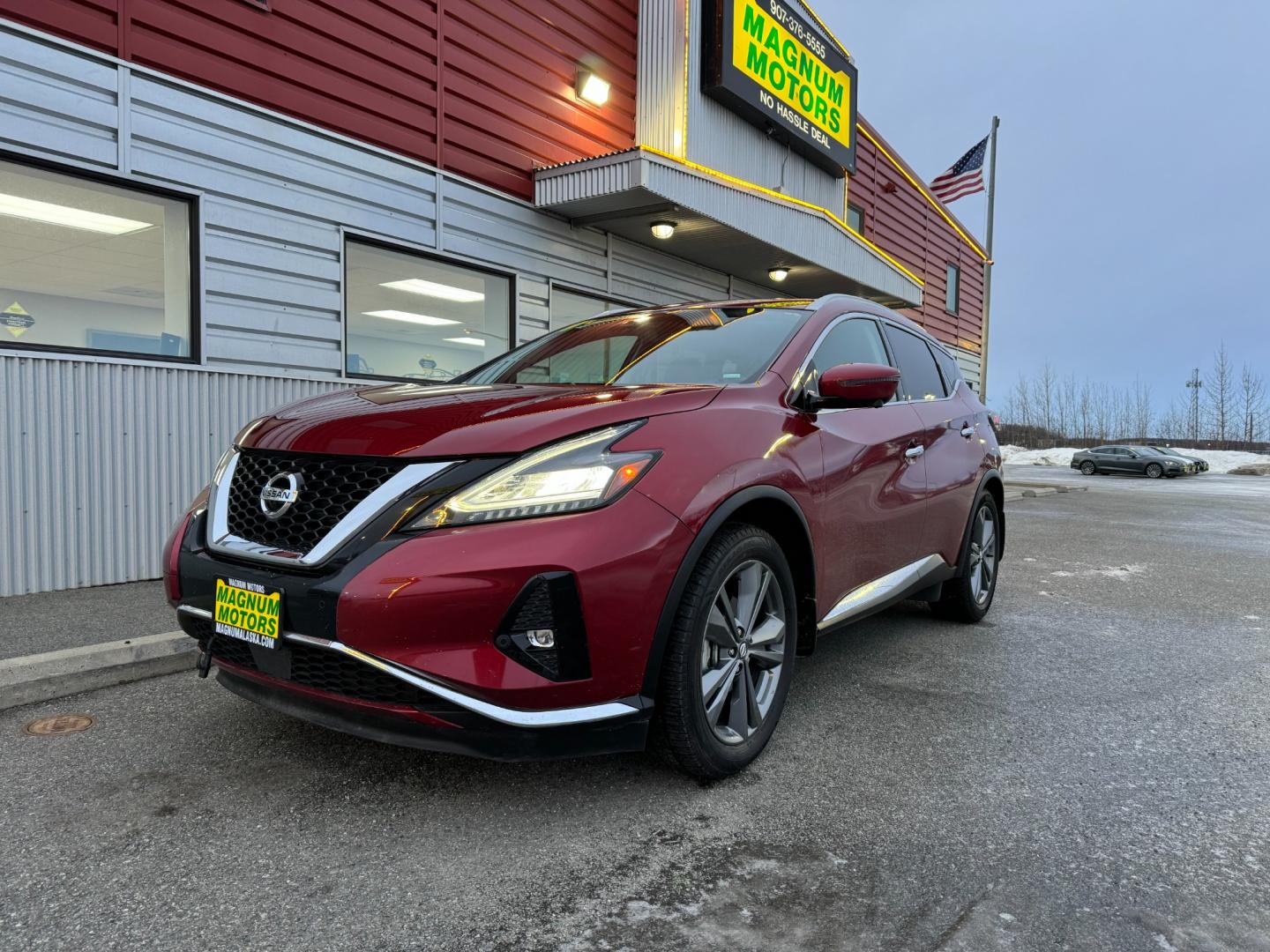 2019 Red /Black Nissan Murano Platinum AWD (5N1AZ2MS2KN) with an 3.5L V6 DOHC 24V engine, CVT transmission, located at 1960 Industrial Drive, Wasilla, 99654, (907) 274-2277, 61.573475, -149.400146 - Photo#2